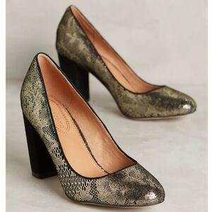 Anthropologie Corso Como Anya Pumps Metallic Lace 7.5